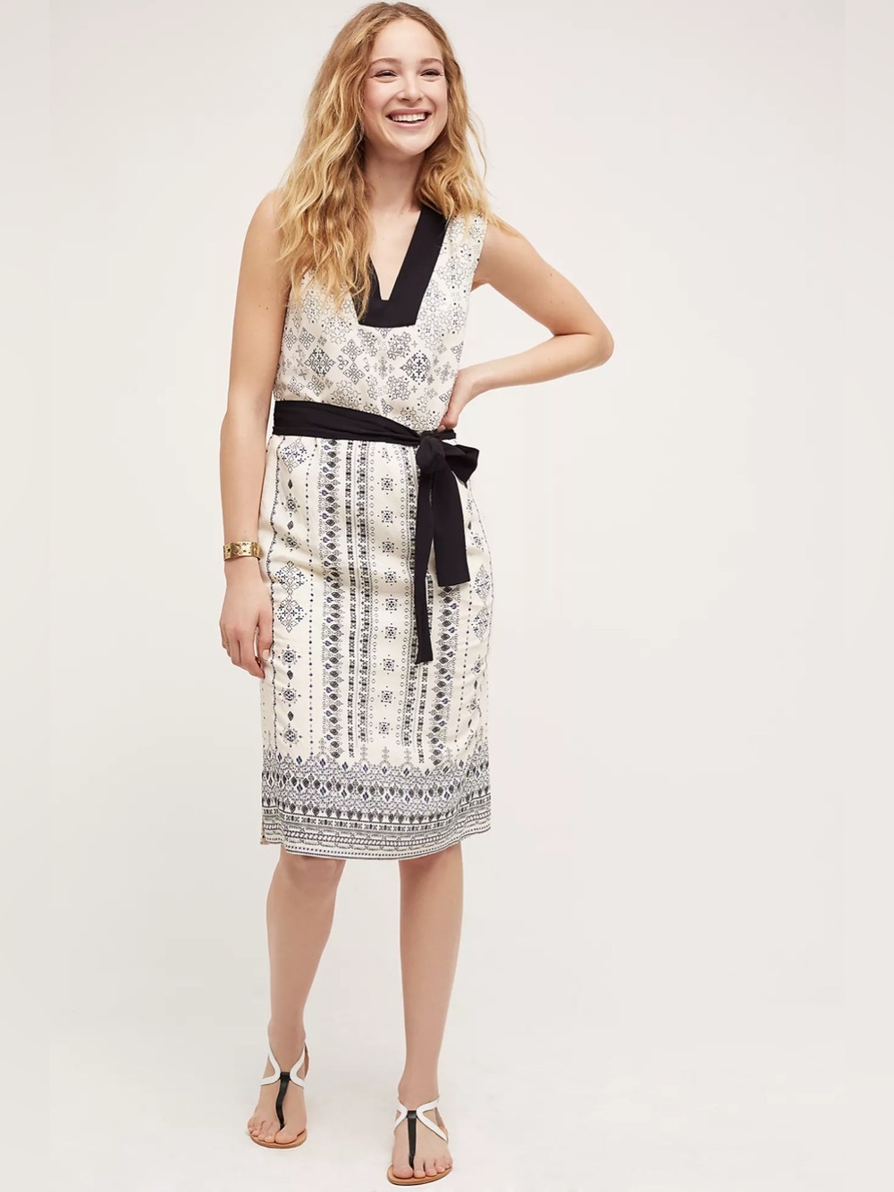Anthropologie HD IN PARIS Eventide Black & White Midi Dress